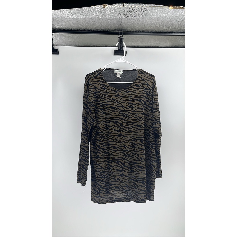 Frazier Lawrence Womens Animal Print Long Sleeve‎ Top Tunic Stretch M